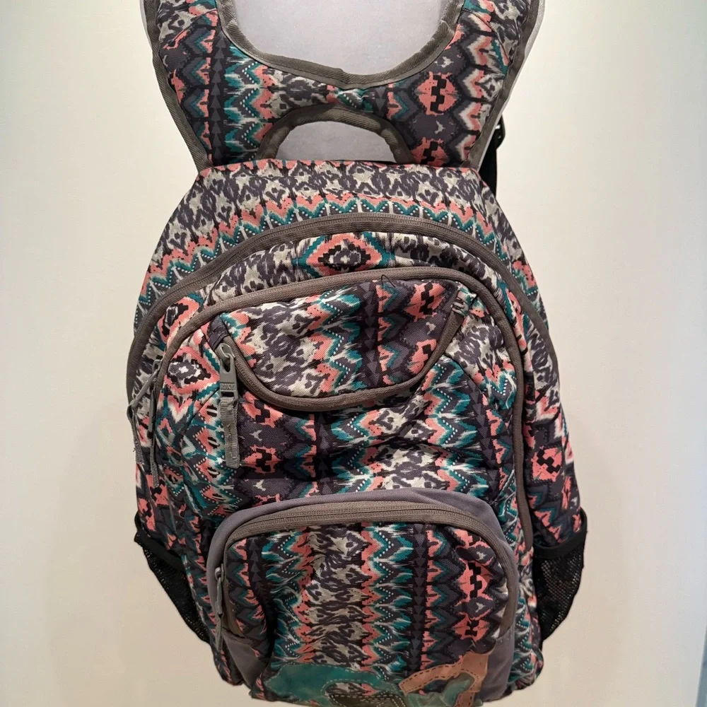 Patterned Backpack with Multicolor Design - Picture 2 of 2